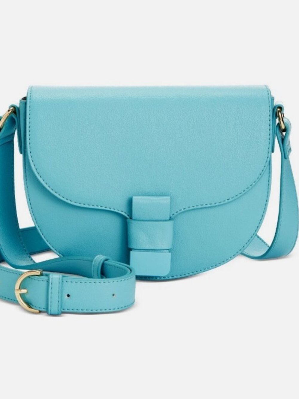 On 34th Holmme faux-leather small saddle crossbody bag -SEA SPRAY / AQUA~